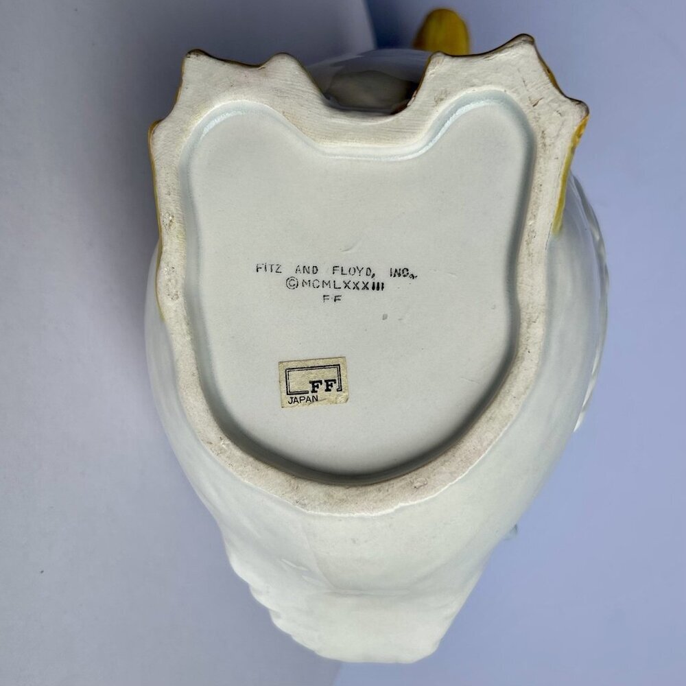 Fitz and Floyd White Goose Pitcher Blue Ribbon Handle Vintage Kitchenware - Picture 7 of 12
